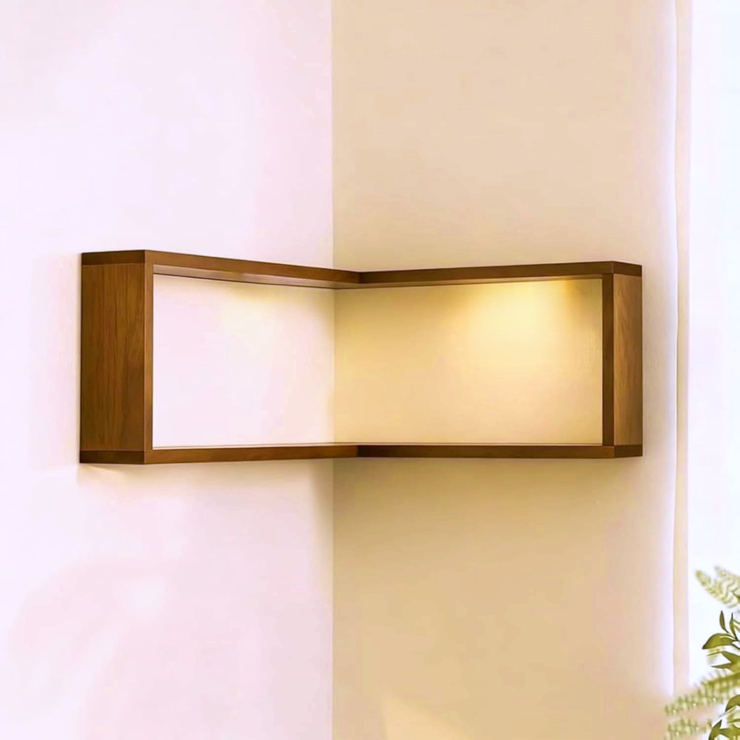 Corner Storage Rack, a Floating Storage Rack That Brightens Up The Corner of The Space, Wooden Wall-Mounted Corner Display Rack, Space-Saving Set, Available in Multiple Sizes (3pcs Set Or Single Piece Without Lights)