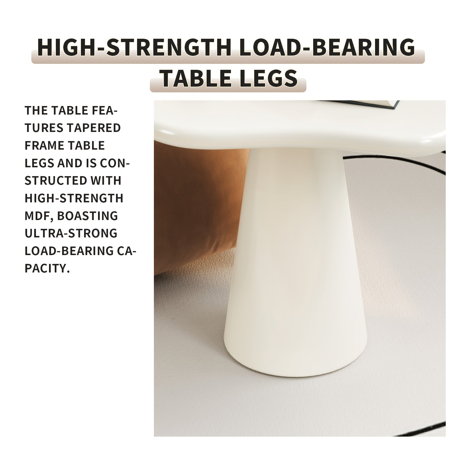 Cloud Shape Side Table, Irregular Cloud Small End Table with Cone Base, Cream White Accent Table for Living Room Bedroom Sofa Corner