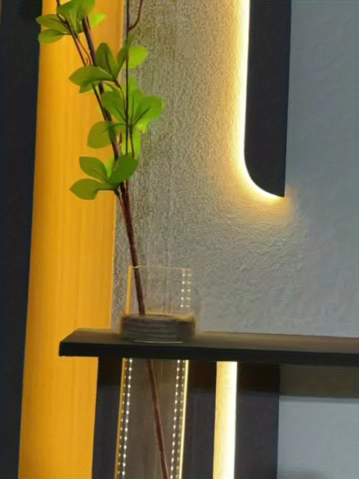 Hand-polished Textured LED Wall Art, Integrated with a Shelf and Vase | Exclusive Design Crafted Specifically for Art-modern Style Interior Design | Minimalist LED Wall Sculpture with a Floating Planter Shelf | Unique Geometric Decor That Elevates