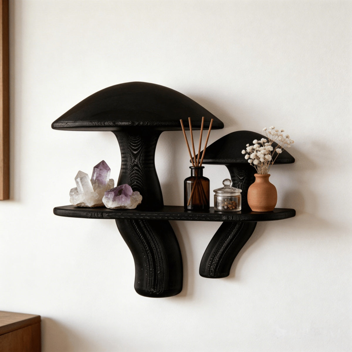 Mushroom Shaped Floating Shelves Creative Wall Mounted Plastic Hanging Rack for Living Room Bedroom Kitchen, Utility Racks