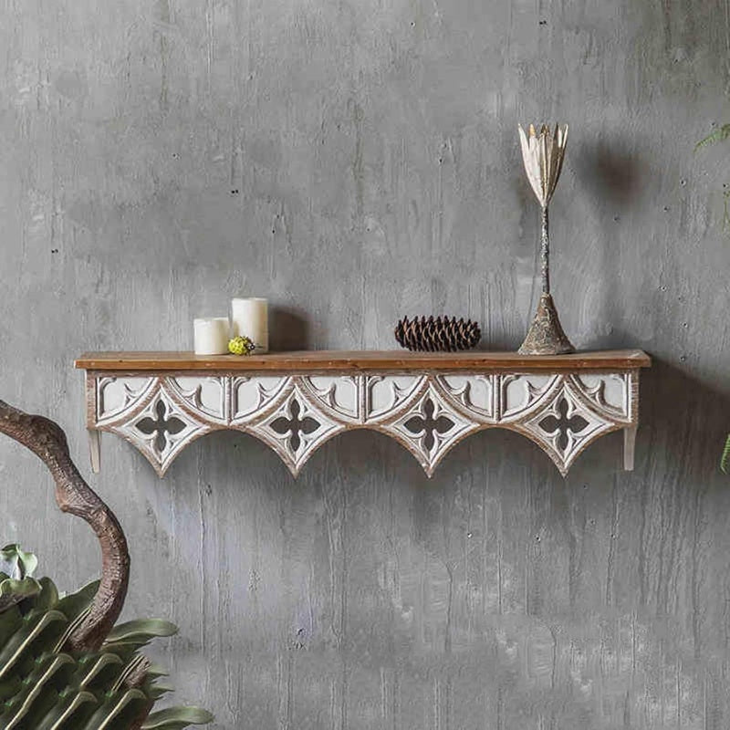 Rustic Vintage Wood Wall Shelves, 2 Colour Options, Wall Display Racks, Floating Shelves, Bathroom, Bedroom, Office, Living RoomSize: 31.5inch, Color: White, Floating Shelves