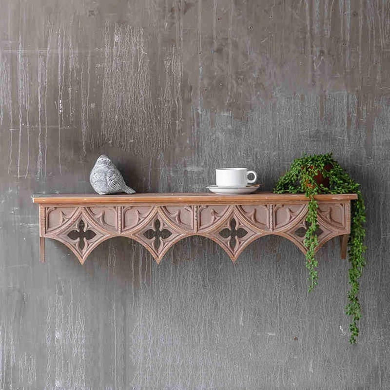 Rustic Vintage Wood Wall Shelves, 2 Colour Options, Wall Display Racks, Floating Shelves, Bathroom, Bedroom, Office, Living RoomSize: 31.5inch, Color: White, Floating Shelves