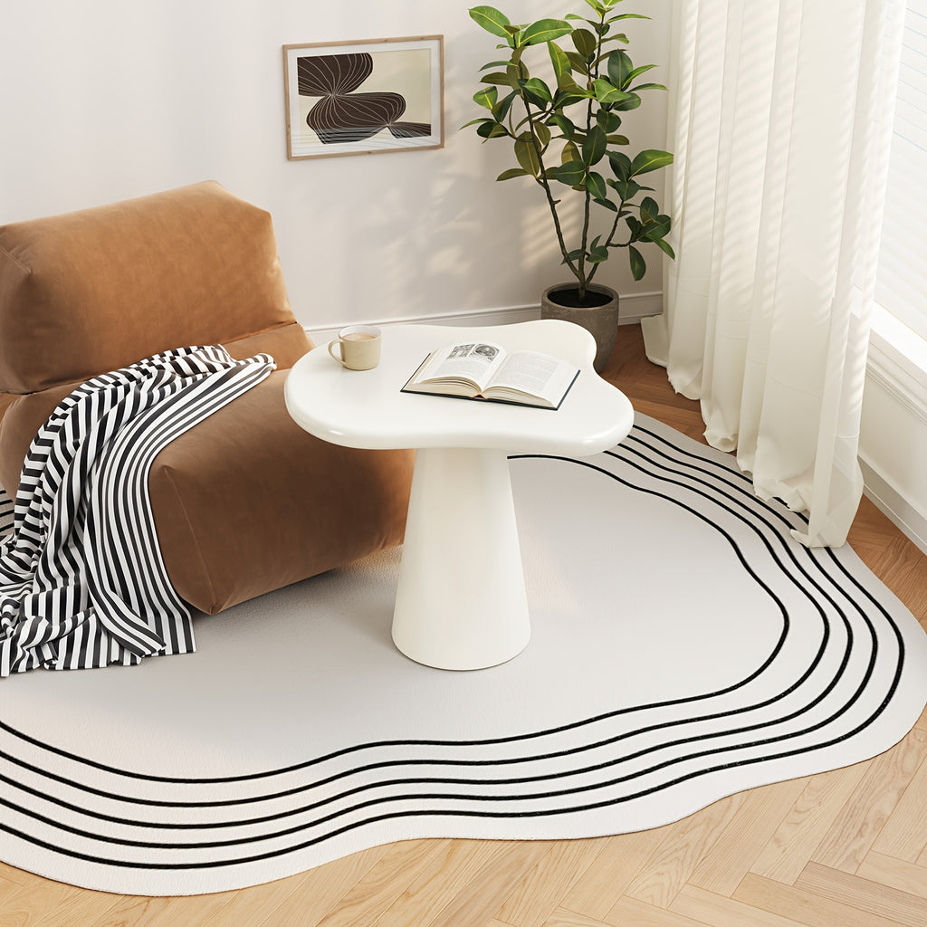 Cloud Shape Side Table, Irregular Cloud Small End Table with Cone Base, Cream White Accent Table for Living Room Bedroom Sofa Corner