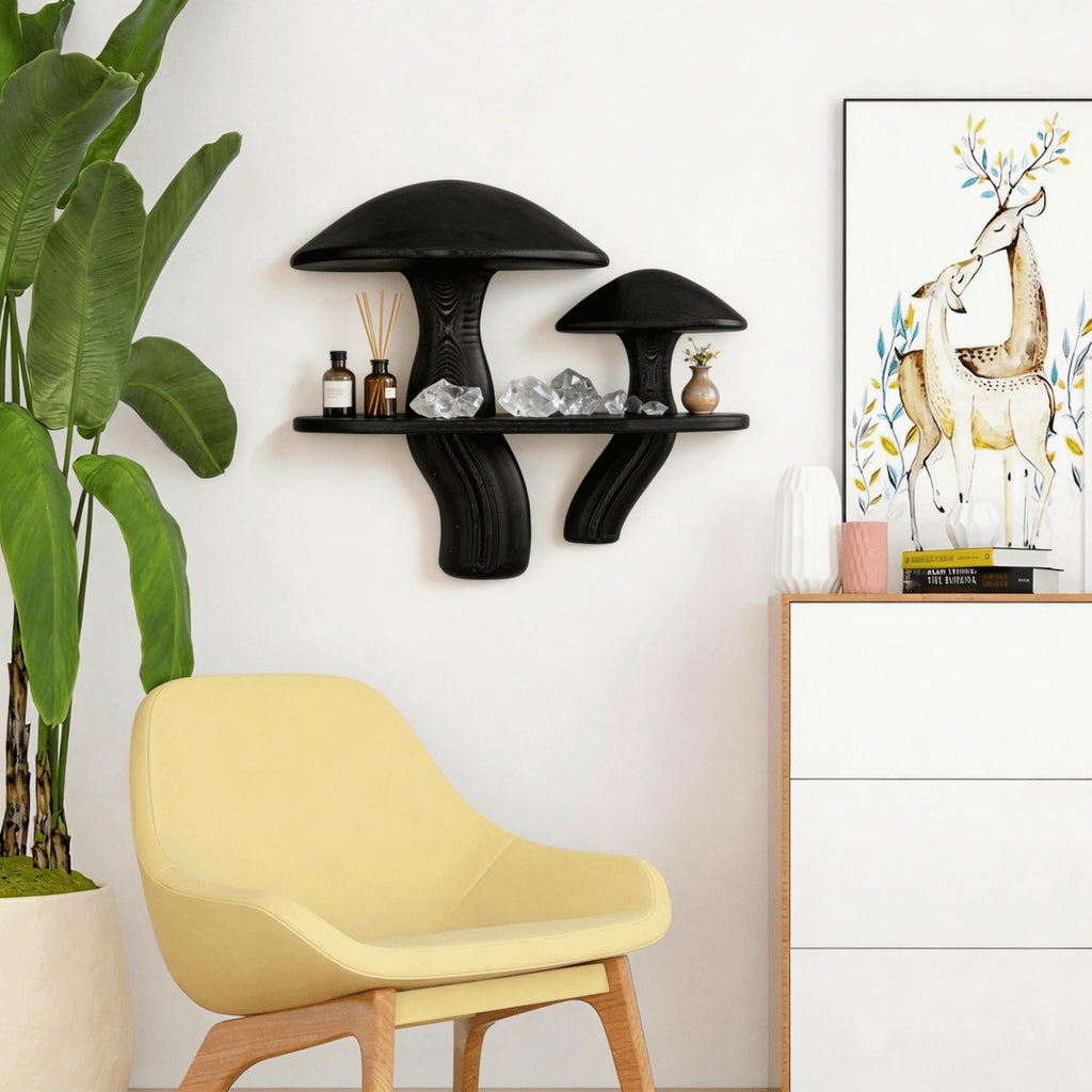 Mushroom Shaped Floating Shelves Creative Wall Mounted Plastic Hanging Rack for Living Room Bedroom Kitchen, Utility Racks