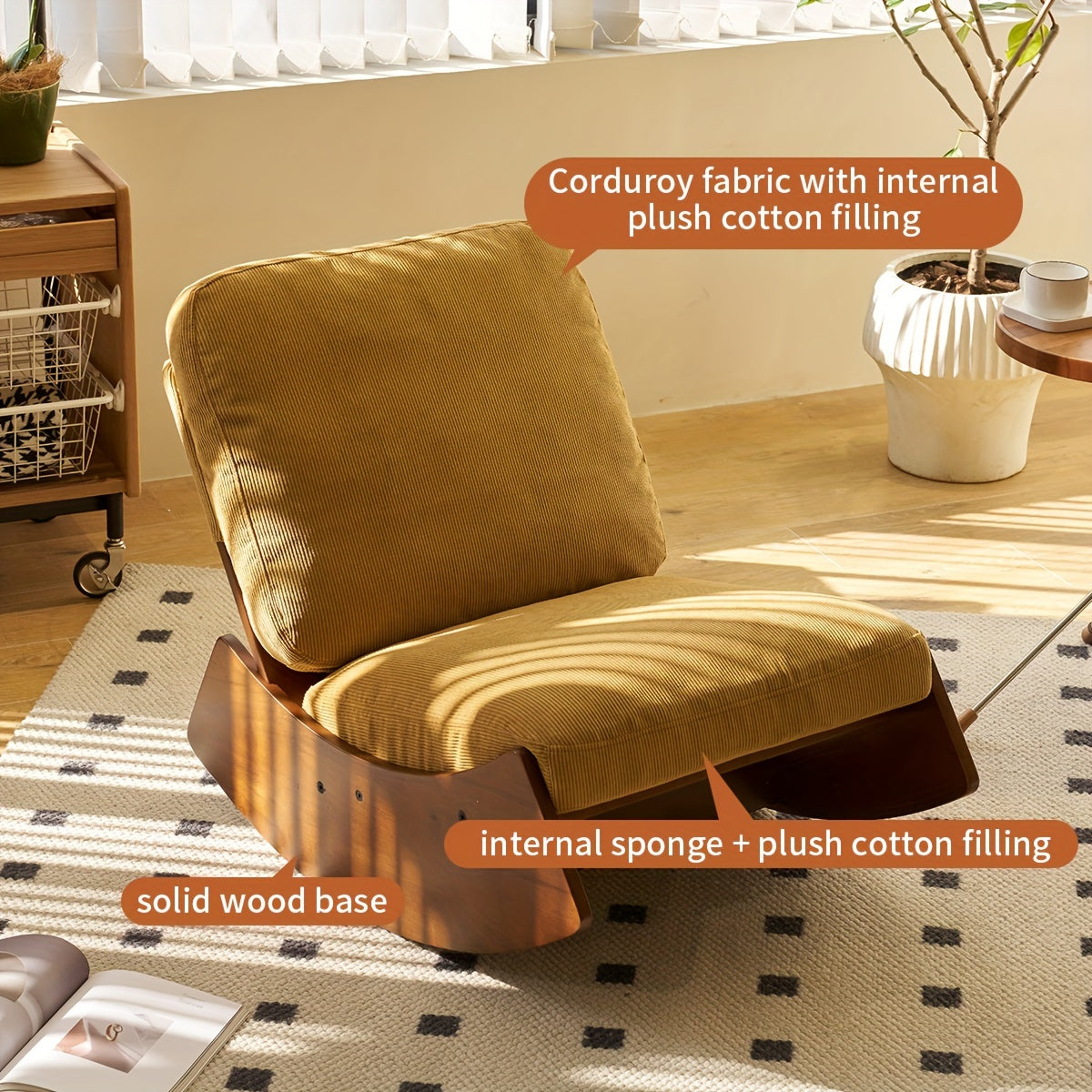Comfortable Glider Rocking Chair, Upholstery Glider Chair, Accent Chair with Solid Wood Frame, Perfect for Multiple Settings Accent Reading Chair for Bedroom,Living Room