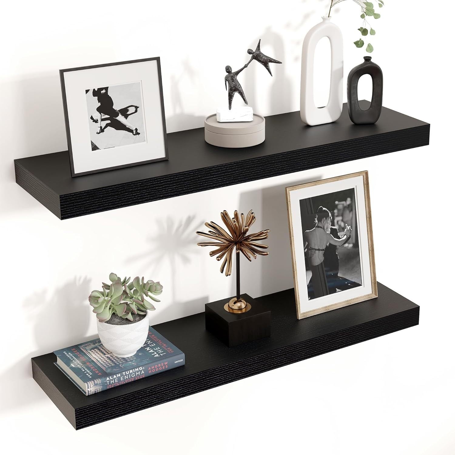 A 24-inch Wide X 6.7-inch Deep X 1.37-inch High Wall-mounted Shelf with an Invisible Bracket Made of Solid Wood Composite Material. Suitable for Decoration and Storage in Living Rooms, Bedrooms, Bathrooms, Offices and Kitchens. Available in Three Col