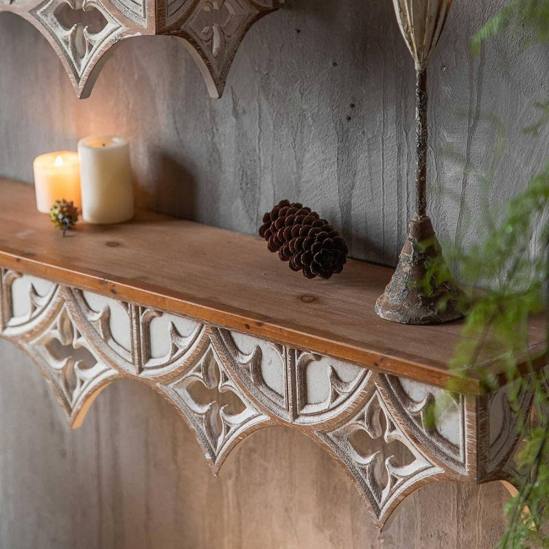 Rustic Vintage Wood Wall Shelves, 2 Colour Options, Wall Display Racks, Floating Shelves, Bathroom, Bedroom, Office, Living RoomSize: 31.5inch, Color: White, Floating Shelves