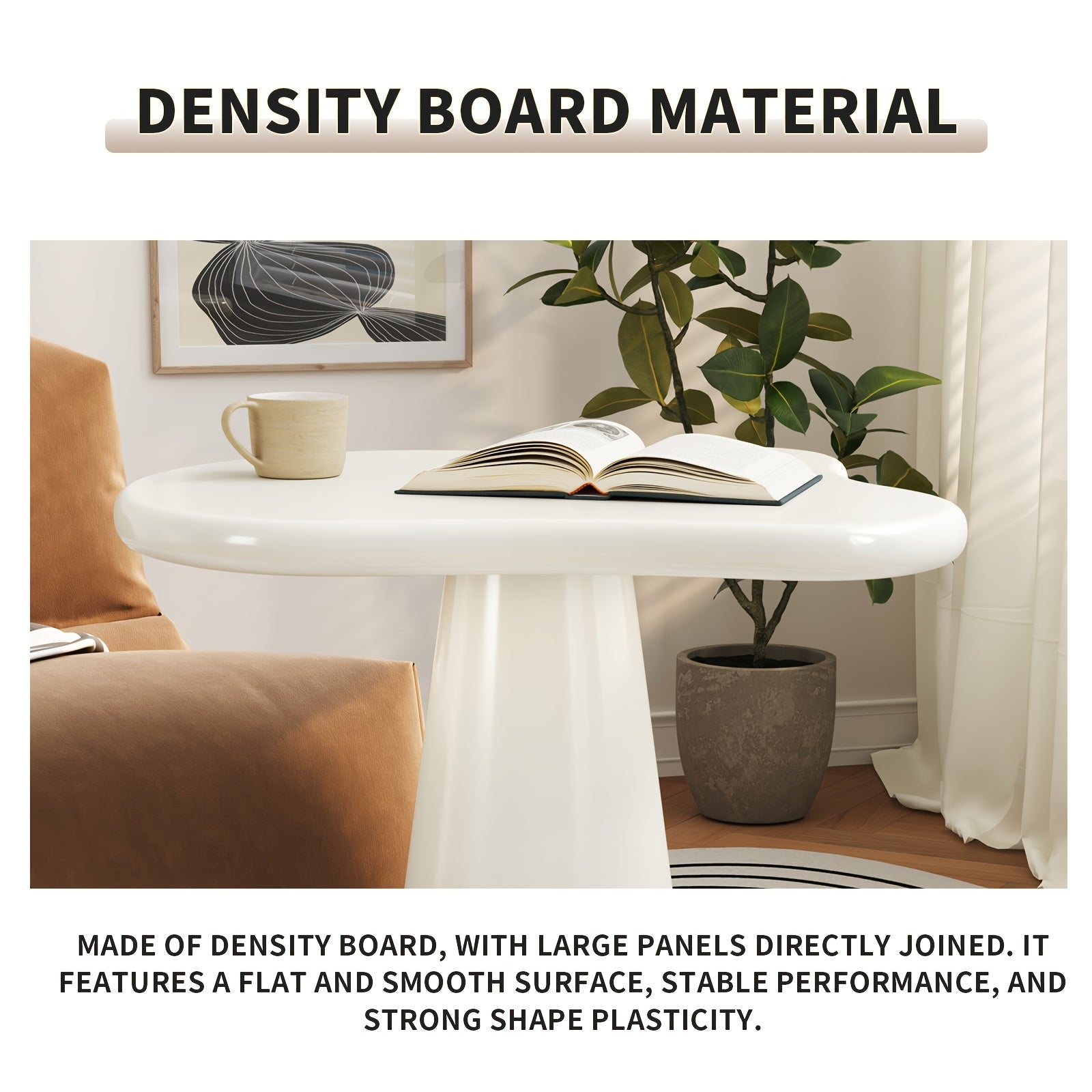 Cloud Shape Side Table, Irregular Cloud Small End Table with Cone Base, Cream White Accent Table for Living Room Bedroom Sofa Corner