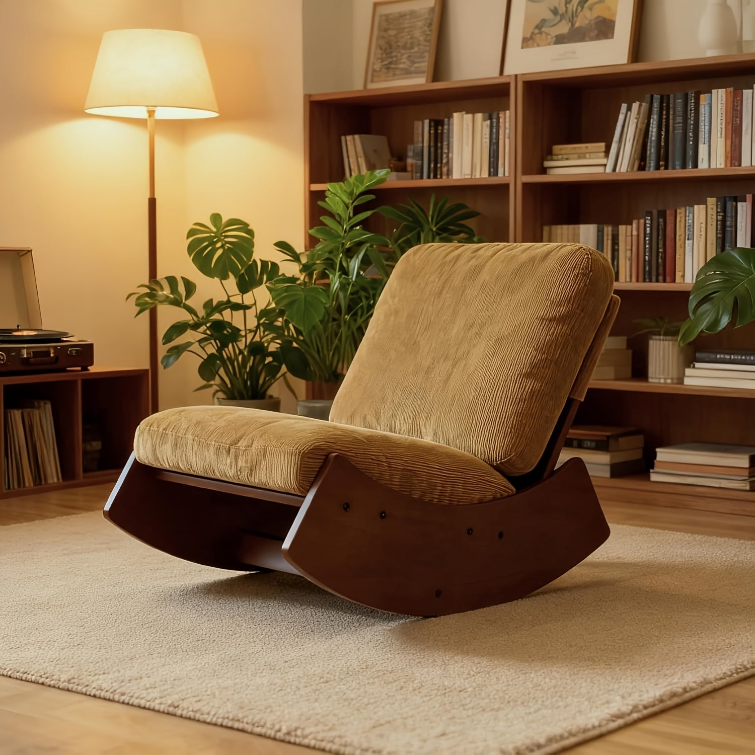 Comfortable Glider Rocking Chair, Upholstery Glider Chair, Accent Chair with Solid Wood Frame, Perfect for Multiple Settings Accent Reading Chair for Bedroom,Living Room