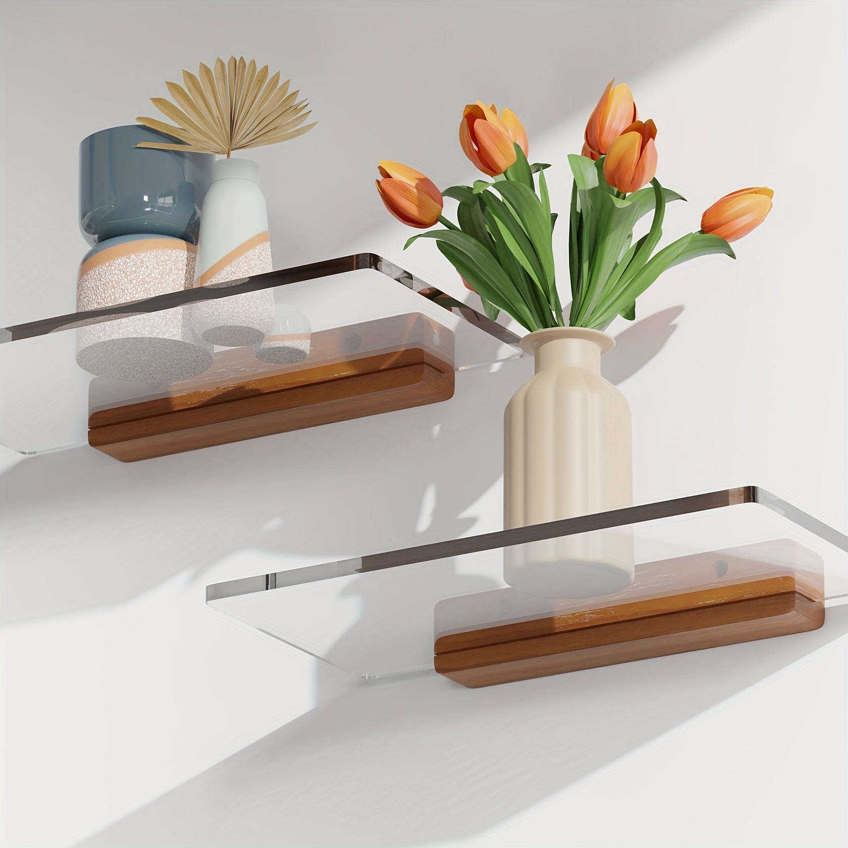 1\u002F2pcs 3.9*11.8in Wall-mounted Acrylic Storage Shelf, Suitable for Bathroom Wall Toiletries Storage, Toilet Tissue Organization, Kitchen Corner Storage, Living Room Tidying and Cosmetics Storage on Bedroom Dressing Table, Floating Shelves
