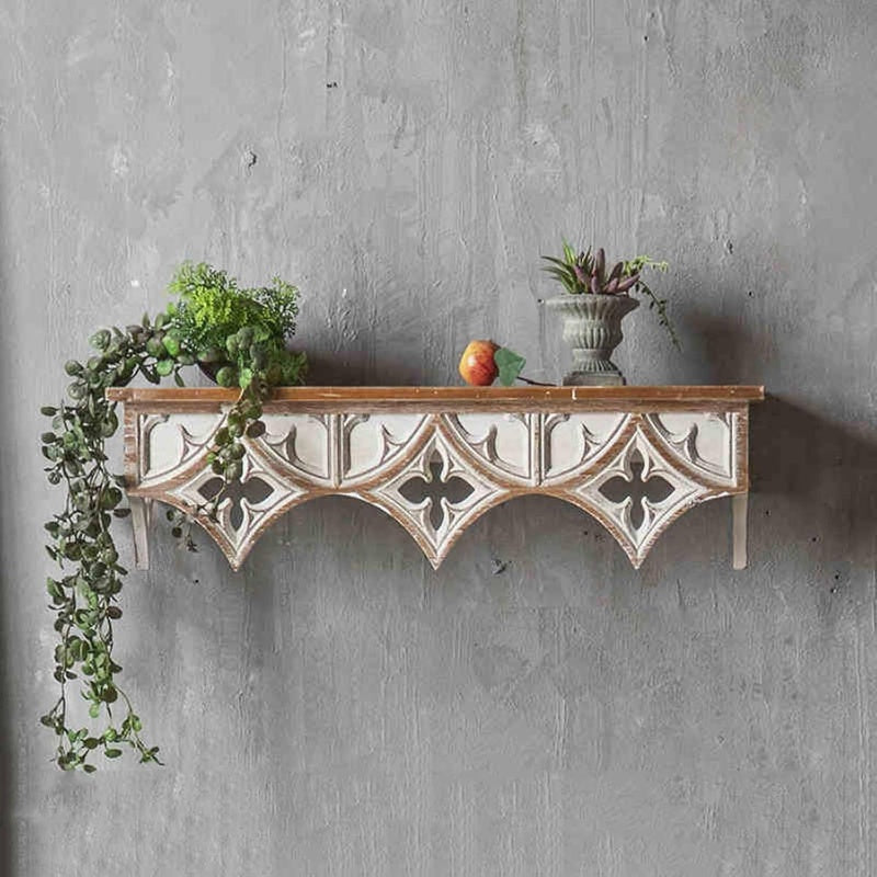 Rustic Vintage Wood Wall Shelves, 2 Colour Options, Wall Display Racks, Floating Shelves, Bathroom, Bedroom, Office, Living RoomSize: 31.5inch, Color: White, Floating Shelves