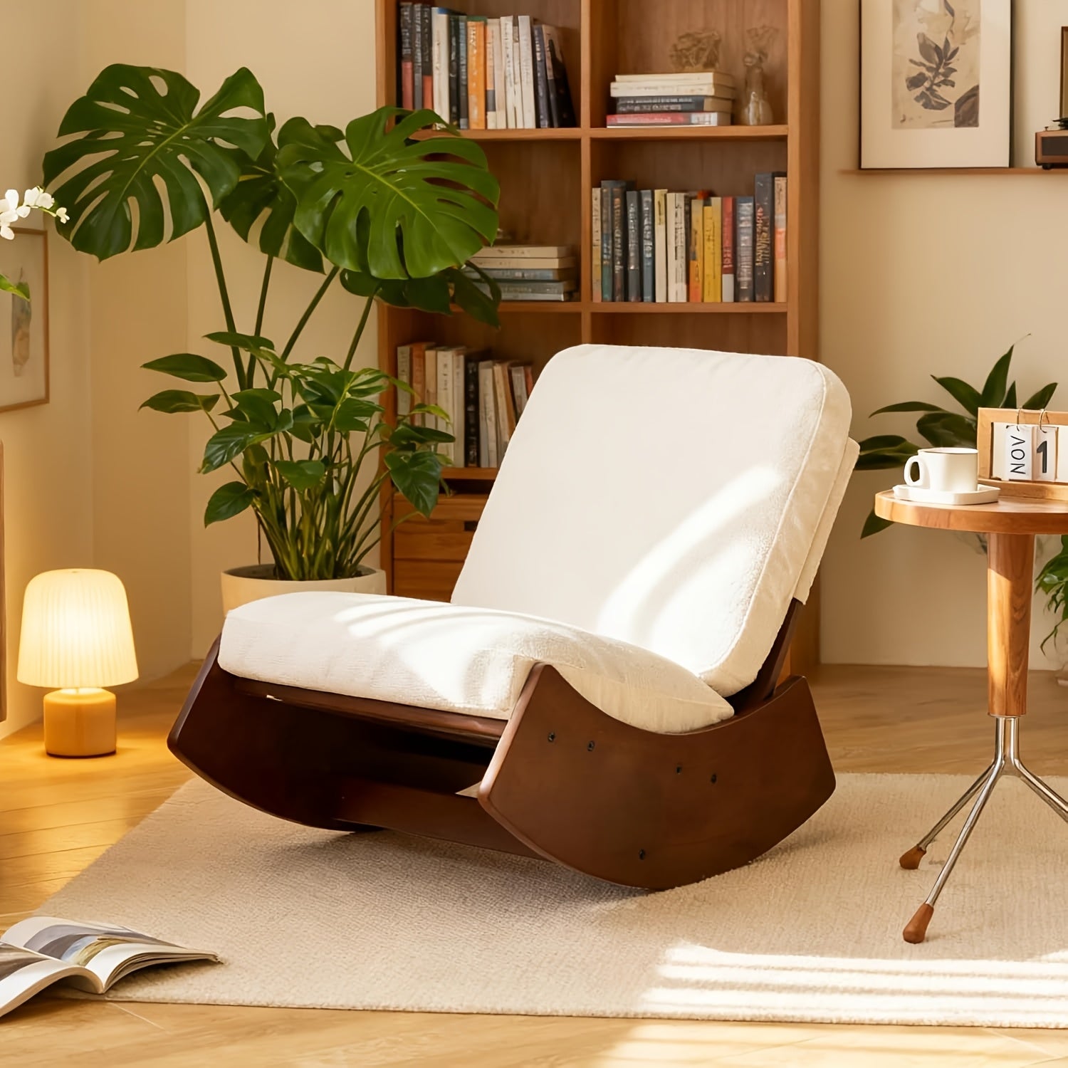 Comfortable Glider Rocking Chair, Upholstery Glider Chair, Accent Chair with Solid Wood Frame, Perfect for Multiple Settings Accent Reading Chair for Bedroom,Living Room