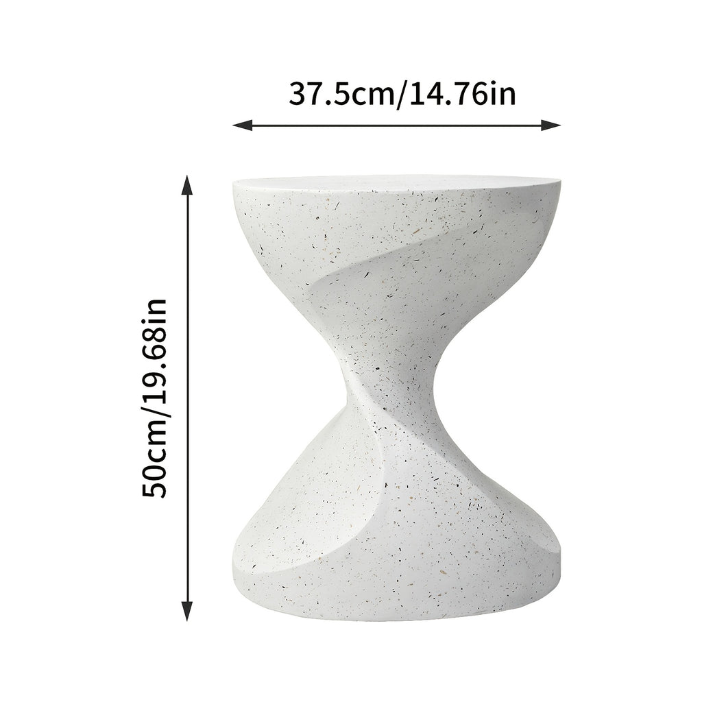 AESOME Hourglass Outdoor Side Table with Artificial Tabletop & Powder-Coated Frame - Portable Round Concrete Accent Table Suitable for Patio, Balcony, Pool, Garden, \u002FOutdoor Use, Modern Hourglass End Table for Coffee Table