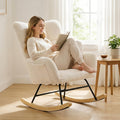 Teddy Upholstered Rocking Chair, Comfy Glider Rocker with High Backrest& Padded Seat, Soft Armchair with Plush Teddy Fabric, Accent Side Chair for Living Room, Bedroom, Office& Small Spaces Indoor