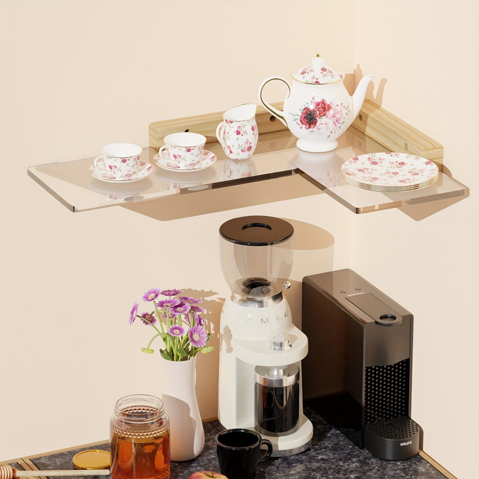 1\u002F2pcs 3.9*11.8in Wall-mounted Acrylic Storage Shelf, Suitable for Bathroom Wall Toiletries Storage, Toilet Tissue Organization, Kitchen Corner Storage, Living Room Tidying and Cosmetics Storage on Bedroom Dressing Table, Floating Shelves