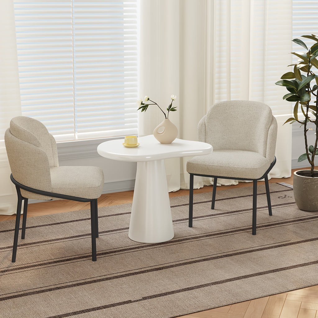 Cloud Shape Side Table, Irregular Cloud Small End Table with Cone Base, Cream White Accent Table for Living Room Bedroom Sofa Corner