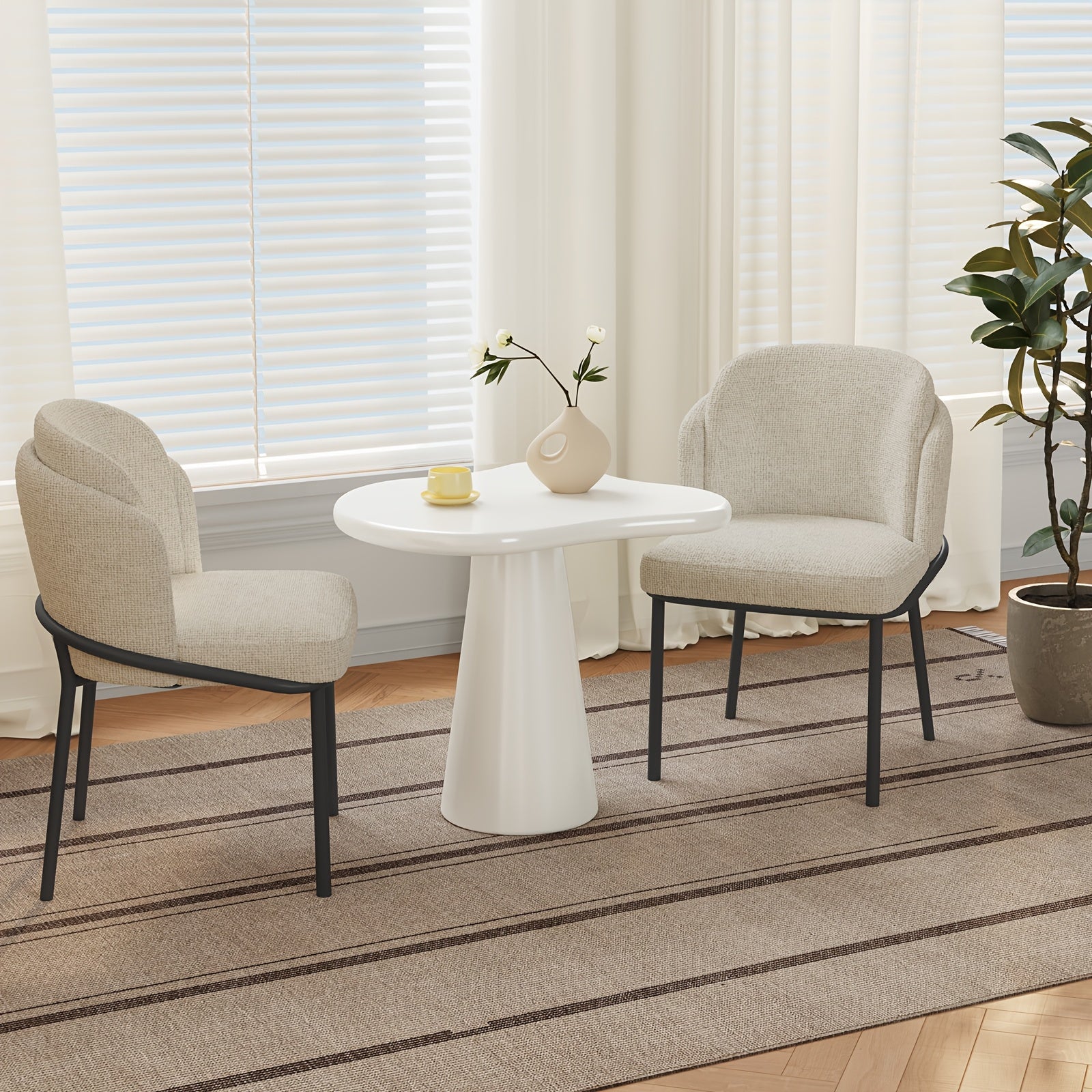 Cloud Shape Side Table, Irregular Cloud Small End Table with Cone Base, Cream White Accent Table for Living Room Bedroom Sofa Corner
