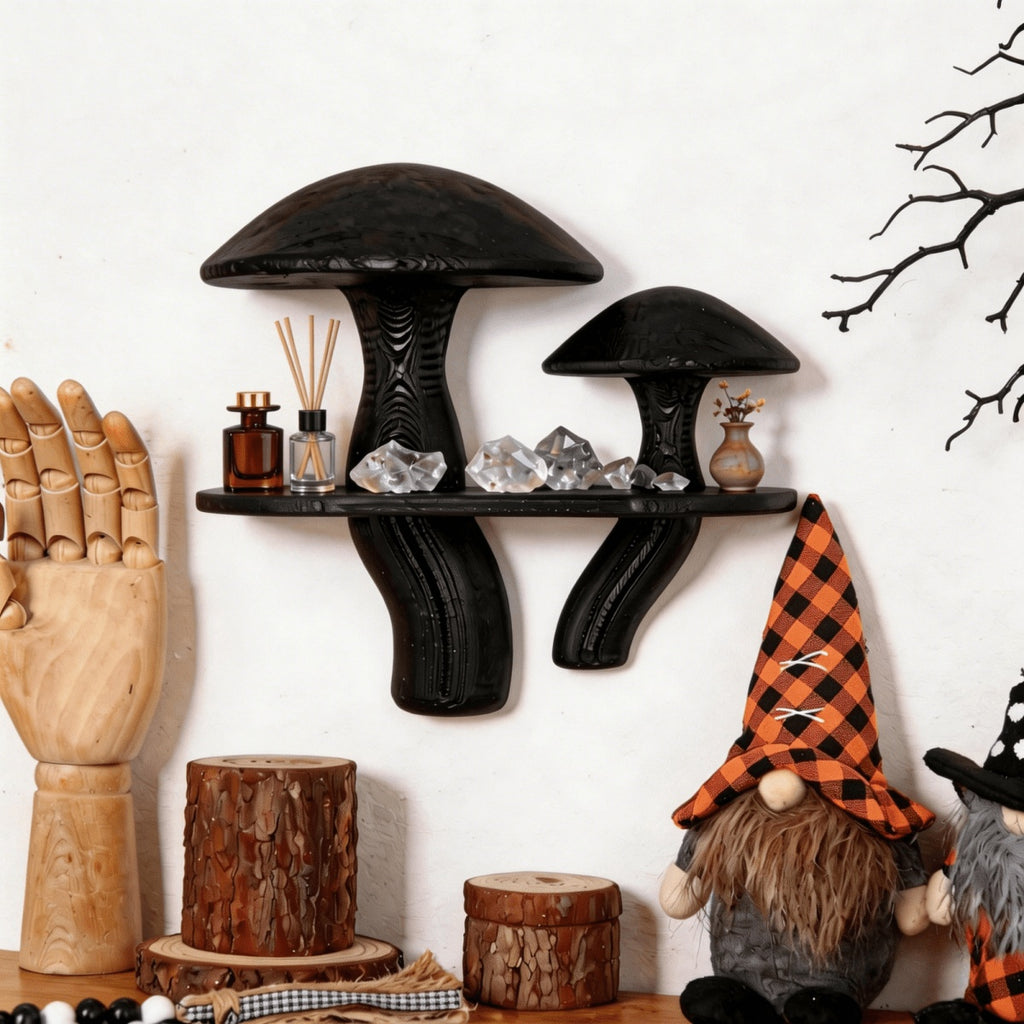 Mushroom Shaped Floating Shelves Creative Wall Mounted Plastic Hanging Rack for Living Room Bedroom Kitchen, Utility Racks