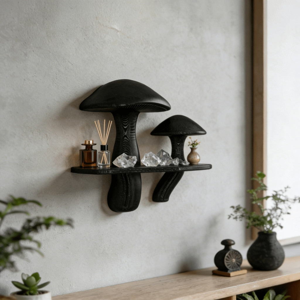 Mushroom Shaped Floating Shelves Creative Wall Mounted Plastic Hanging Rack for Living Room Bedroom Kitchen, Utility Racks