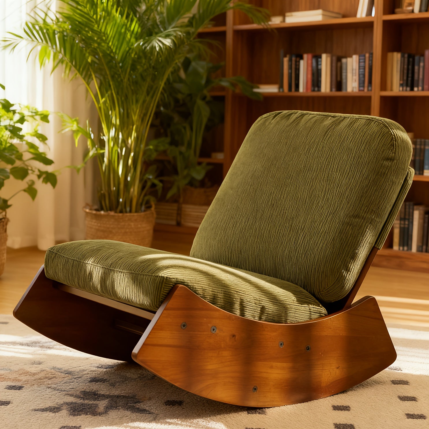 Comfortable Glider Rocking Chair, Upholstery Glider Chair, Accent Chair with Solid Wood Frame, Perfect for Multiple Settings Accent Reading Chair for Bedroom,Living Room