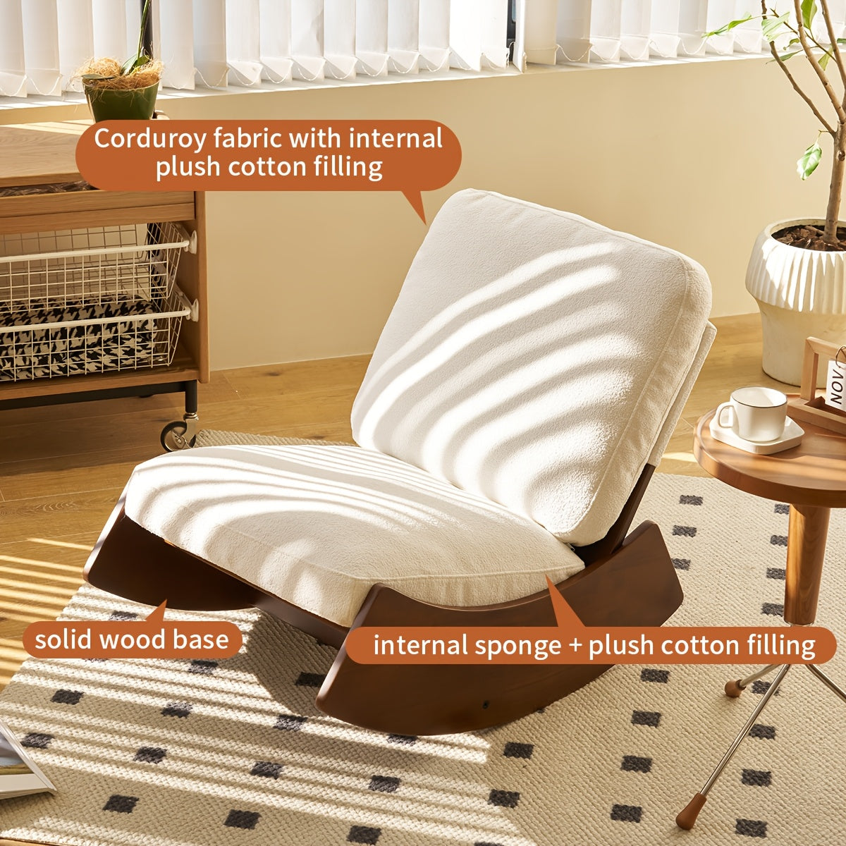 Rocking Chair Tall Back Boucle Glider Rocker Rocking Accent Chair Comfy Single Sofa Side Chair for Living Room Bedroom Hotel, Bedroom, Living Room