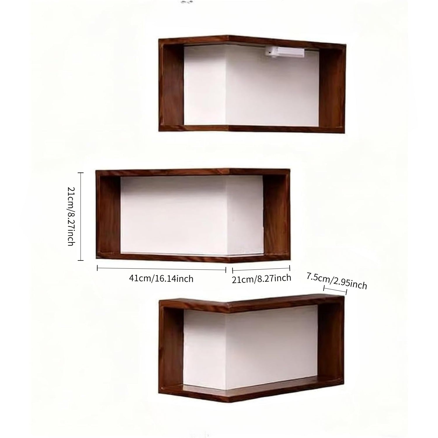 Corner Storage Rack, a Floating Storage Rack That Brightens Up The Corner of The Space, Wooden Wall-Mounted Corner Display Rack, Space-Saving Set, Available in Multiple Sizes (3pcs Set Or Single Piece Without Lights)