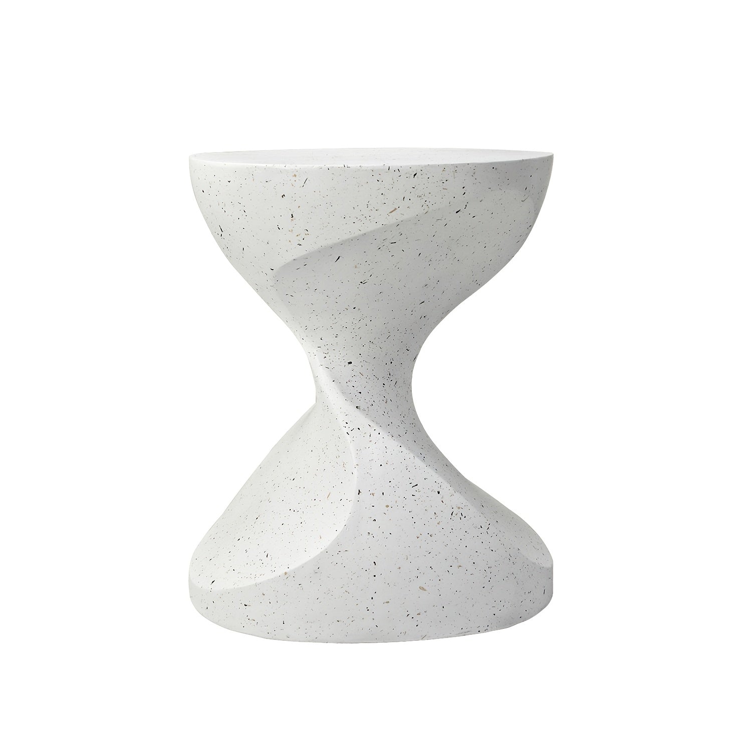 AESOME Hourglass Outdoor Side Table with Artificial Tabletop & Powder-Coated Frame - Portable Round Concrete Accent Table Suitable for Patio, Balcony, Pool, Garden, \u002FOutdoor Use, Modern Hourglass End Table for Coffee Table